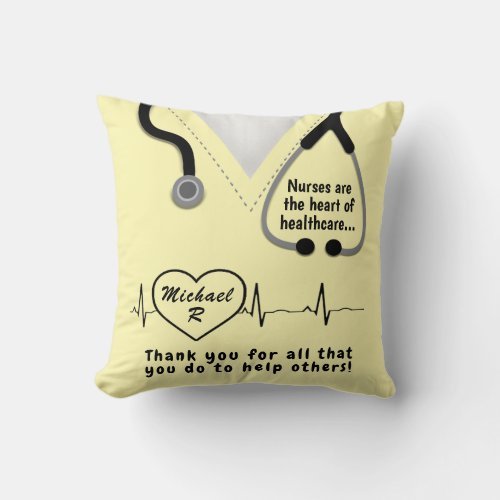 Custom Nurse Thank You Add Name  Throw Pillow