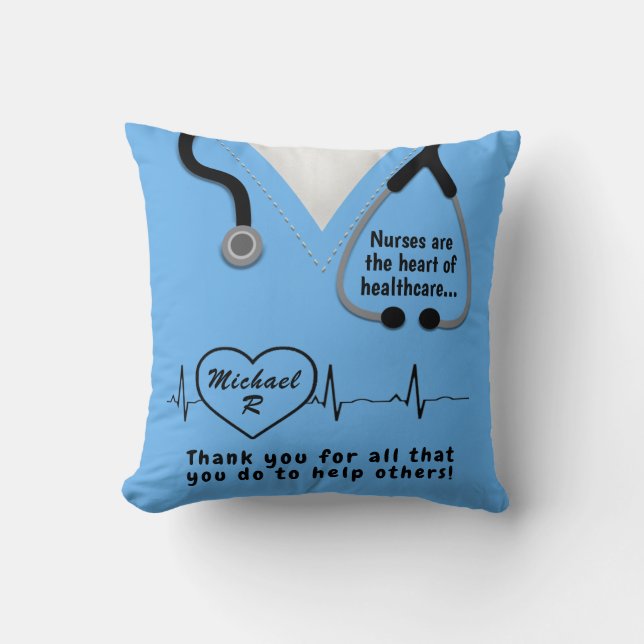 Custom Nurse Thank You Add Name  Throw Pillow (Front)