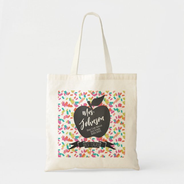 custom Nursery Teacher confetti apple Tote Bag (Front)