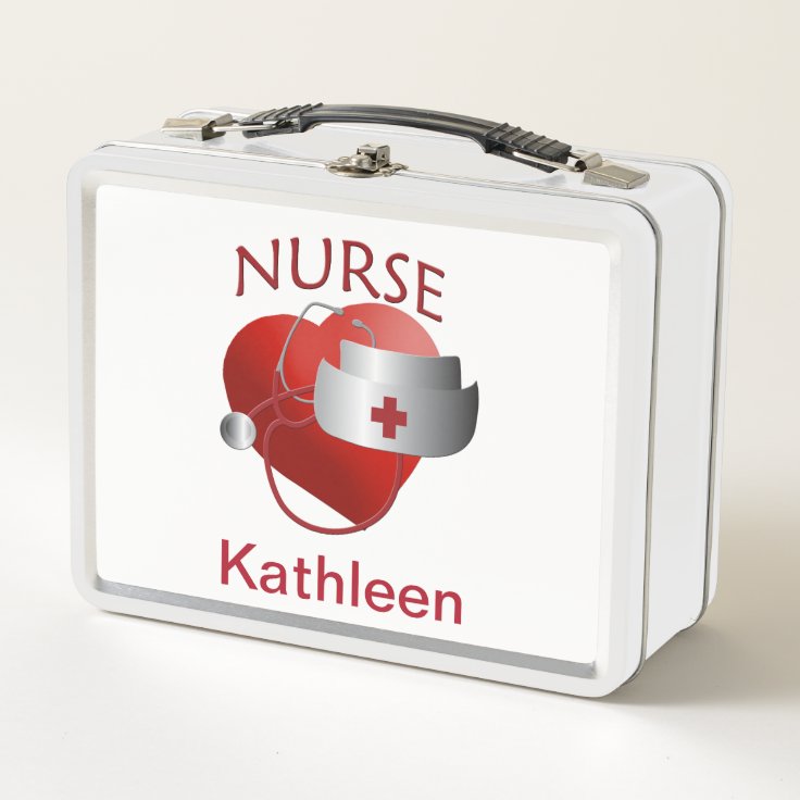 Custom Nurses Have Heart Metal Lunch Box Zazzle