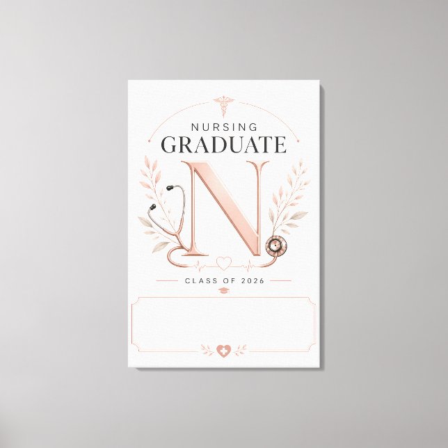 Custom Nursing Graduate 2026 Monogram Canvas Print (Front)