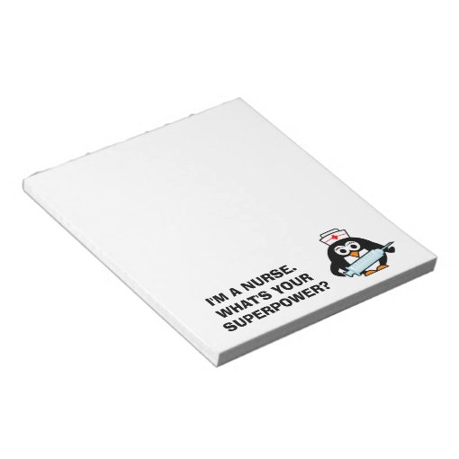 Custom nursing notepads with funny penguin nurse Zazzle