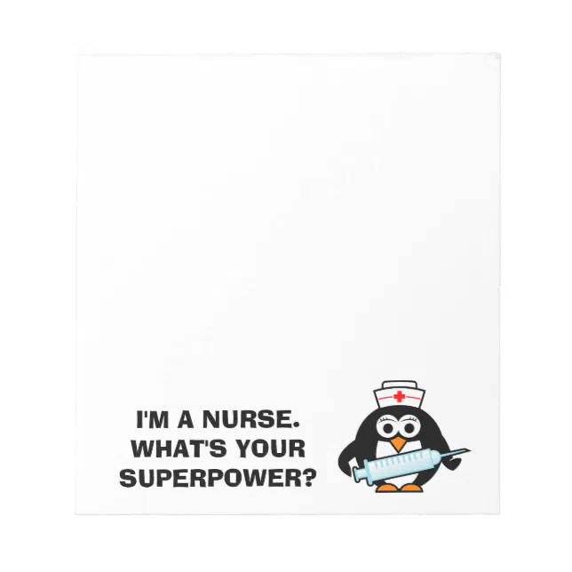 Custom nursing notepads with funny penguin nurse Zazzle