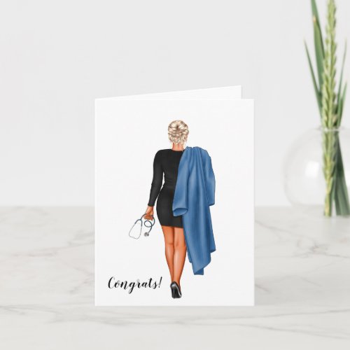 Custom Nursing School Woman Blonde Graduation  Card