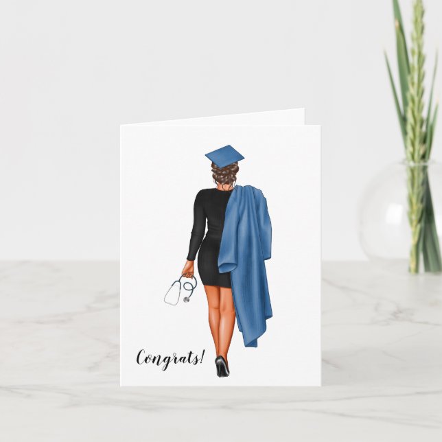 Custom Nursing School Woman (Brown Hair) Graduatio Card (Front)