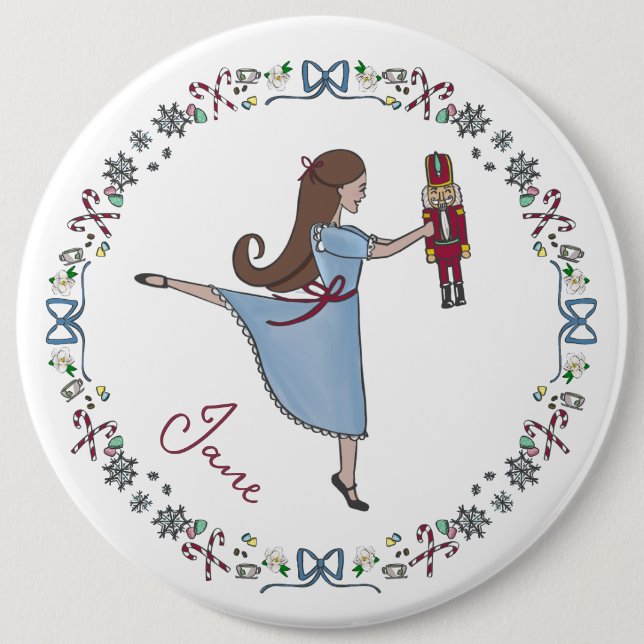Custom Nutcracker Classic Christmas Ballet Button (Front)