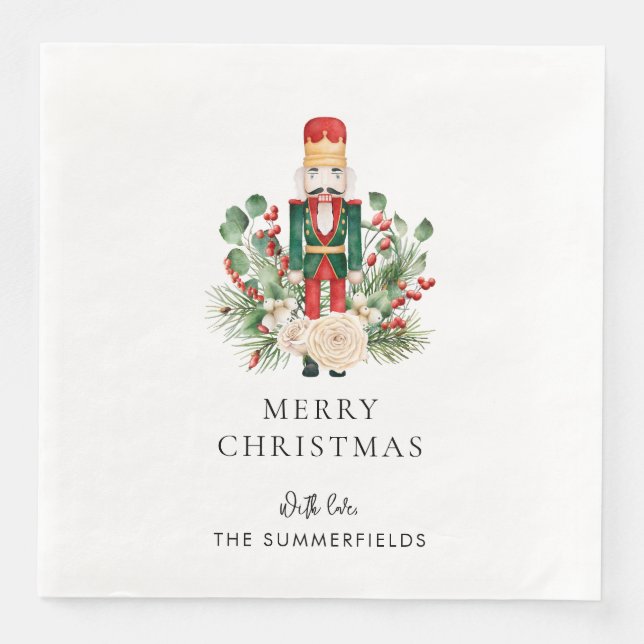 Custom Nutcracker Family Christmas Script Paper Dinner Napkins (Front)