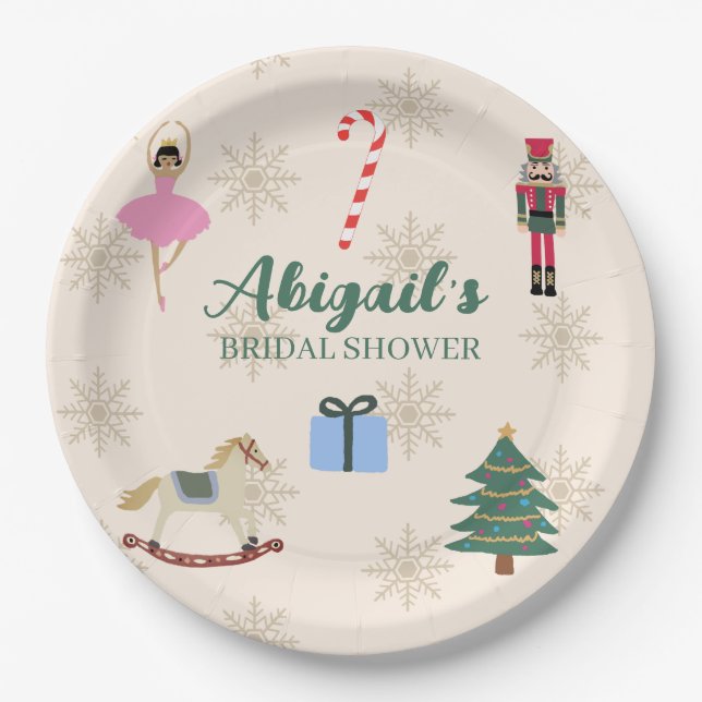 Custom Nutcracker Illustration Bridal Shower Paper Plates (Front)