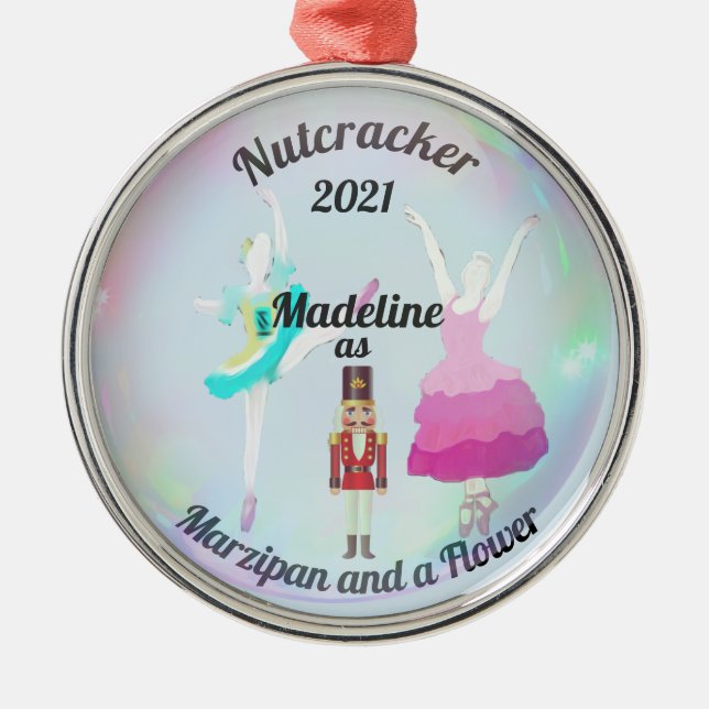 Custom Nutcracker Ornament - Marzipan and Flower (Front)