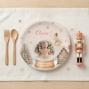  Custom Nutcracker Photo Snow Globe 1st Birthday Paper Plates