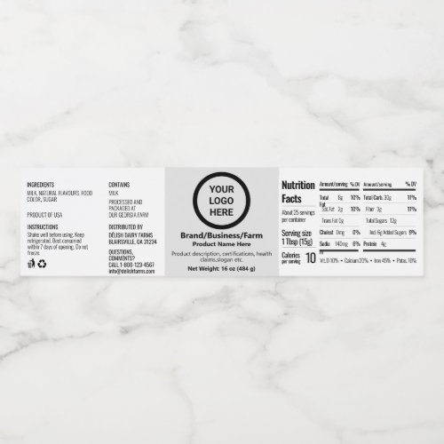 Custom Nutrition Facts Ingredient Prime Food Label