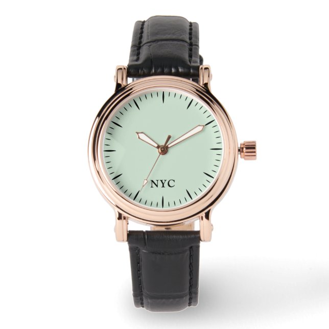 Custom NYC Mark Stylish Sage Green Watch (Front)