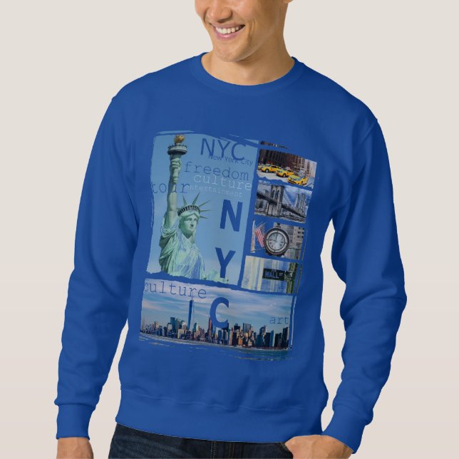 Custom Nyc New York City Liberty Statue Manhattan Sweatshirt (Front)
