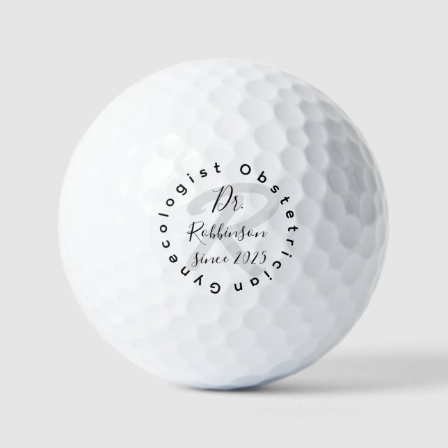 Custom Obgyn Obstetrician Gynecologist Monogram Golf Balls (Front)