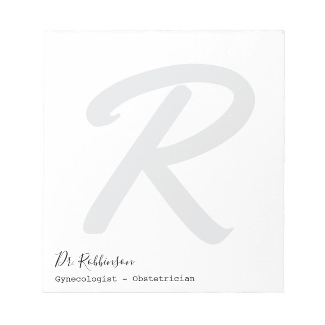 Custom Obgyn Obstetrician Gynecologist Monogram Notepad (Front)