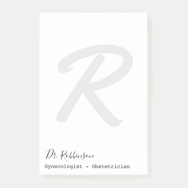 Custom Obgyn Obstetrician Gynecologist Monogram Post-it Notes (Front)