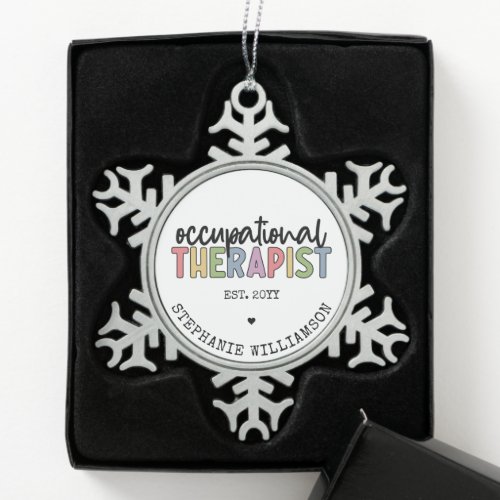 Custom Occupational Therapist OT Gifts Snowflake Pewter Christmas Ornament