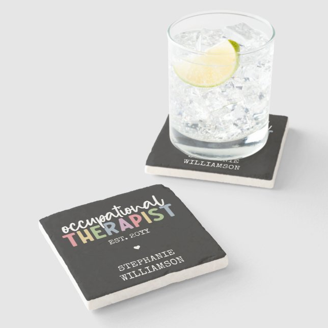Custom Occupational Therapist OT Gifts Stone Coaster (Side)