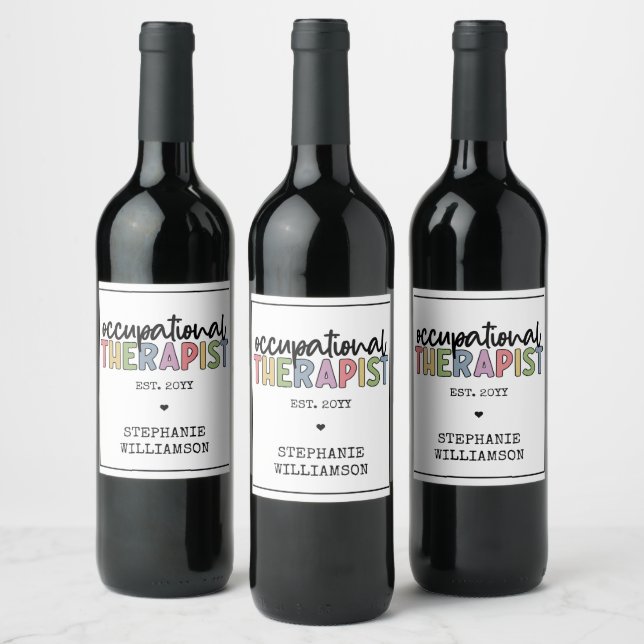 Custom Occupational Therapist OT Gifts Wine Label (Bottles)
