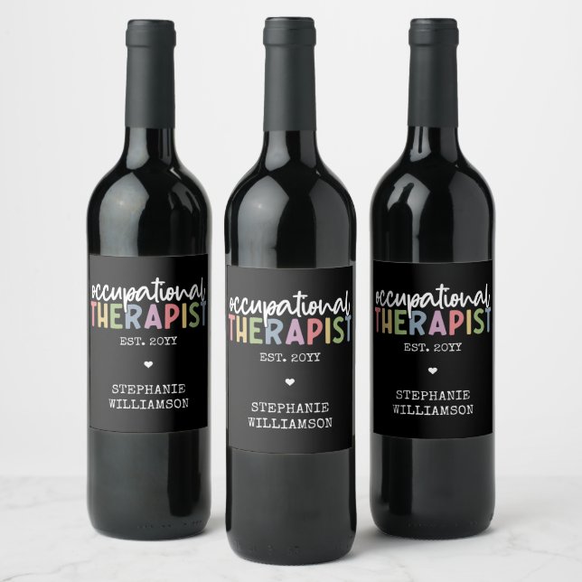 Custom Occupational Therapist OT Gifts Wine Label (Bottles)