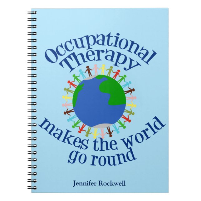 Custom Occupational Therapist World Cute Blue Notebook (Front)