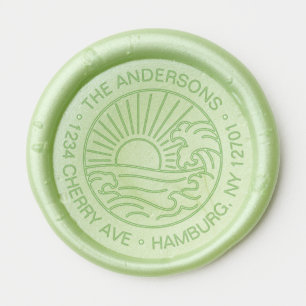 Custom Ocean And Sun Address Wax Seal Sticker