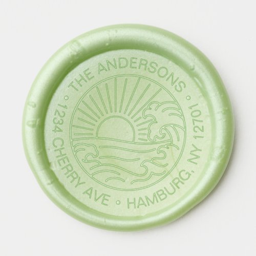 Custom Ocean And Sun Address Wax Seal Sticker