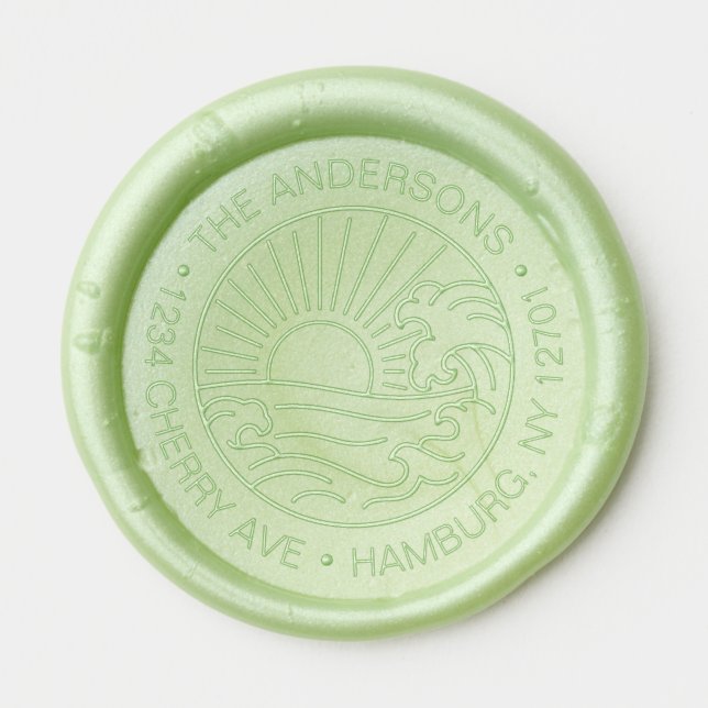 Custom Ocean And Sun Address Wax Seal Sticker (Front)