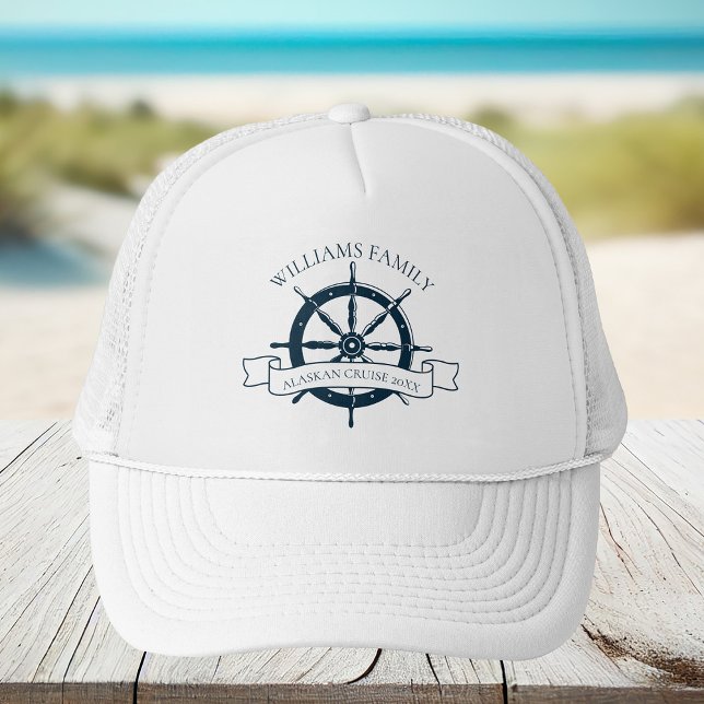 Custom Ocean Cruise Vacation Boat Captain Trucker Hat (Creator Uploaded)