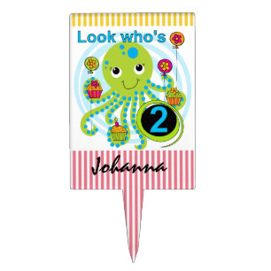 Custom Octopus 2nd Birthday Cake Topper