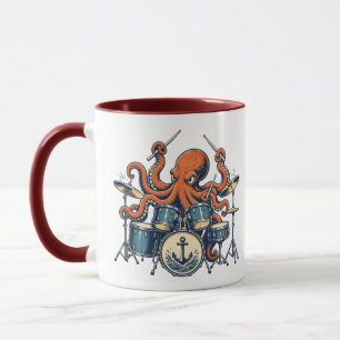 Custom Octopus Drummer Design Mug