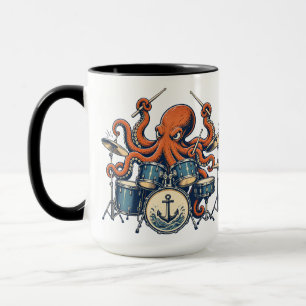 Custom Octopus Drummer Design Mug