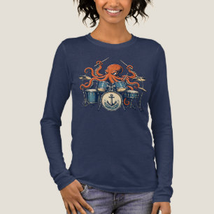 Custom Octopus Drummer Design Tri-Blend Shirt