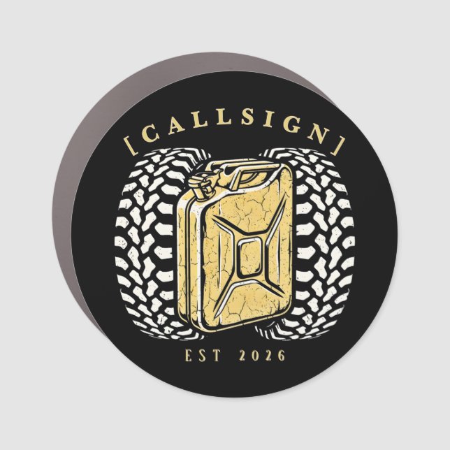 Custom Off-Road Rig Callsign Heavy Duty Car Magnet (Front)