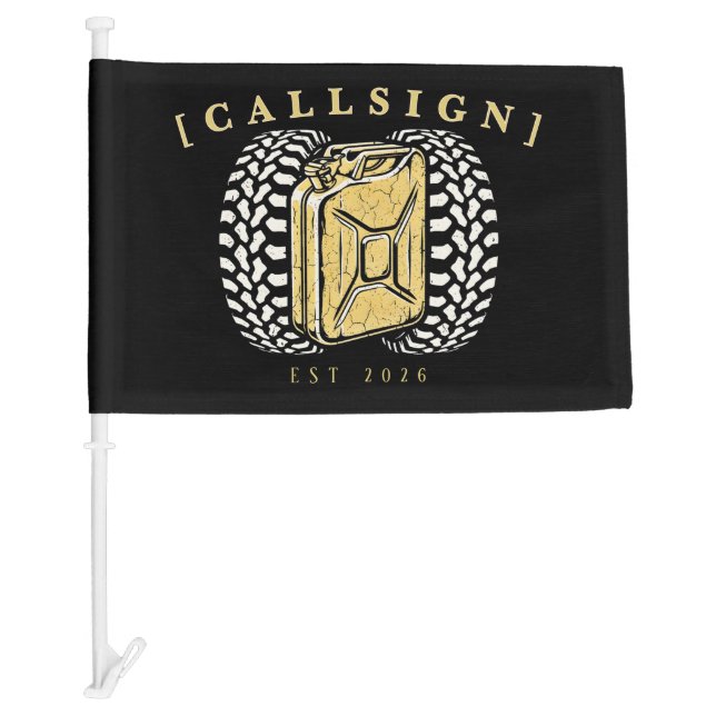 Custom Off-Road Rig Callsign Heavy Duty Car Magnet Flag (Front)