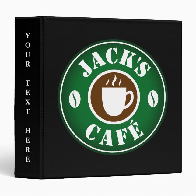 Custom office binder with coffee cup & beans logo (Front/Spine)