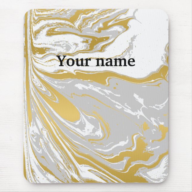 Custom Office  marble white gray yellow modern Mouse Pad (Front)