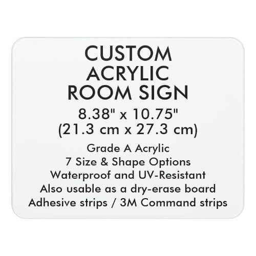 Custom Office Room Acrylic Sign 8.38" x 10.75"