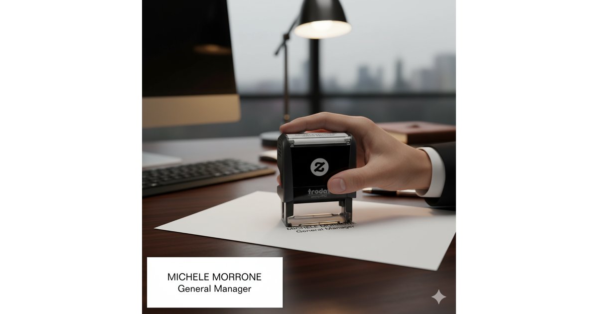 Custom Office Stamp Featuring Name and Job Title | Zazzle