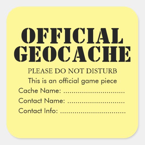 Custom Official Geocache sticker 