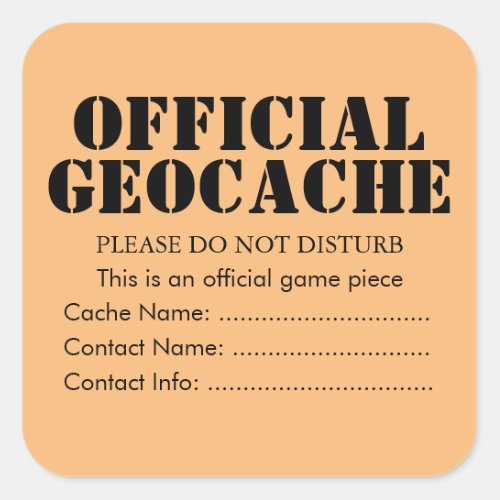 Custom Official Geocache sticker 
