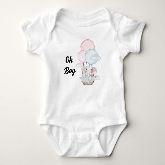 Custom  oh Baby  oh boy Elephant  Baby Bodysuit (Front)