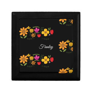 Custom Ojibwe Floral Wooden Keepsake Jewelry Box