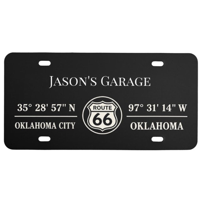 Custom OKC Route 66 Garage Plate (Front)