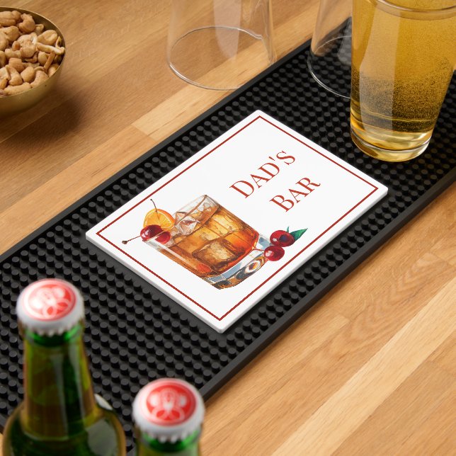 Custom Old Fashion Cocktail Dad's Bar Party  Bar Mat (Insitu (Bar 2))