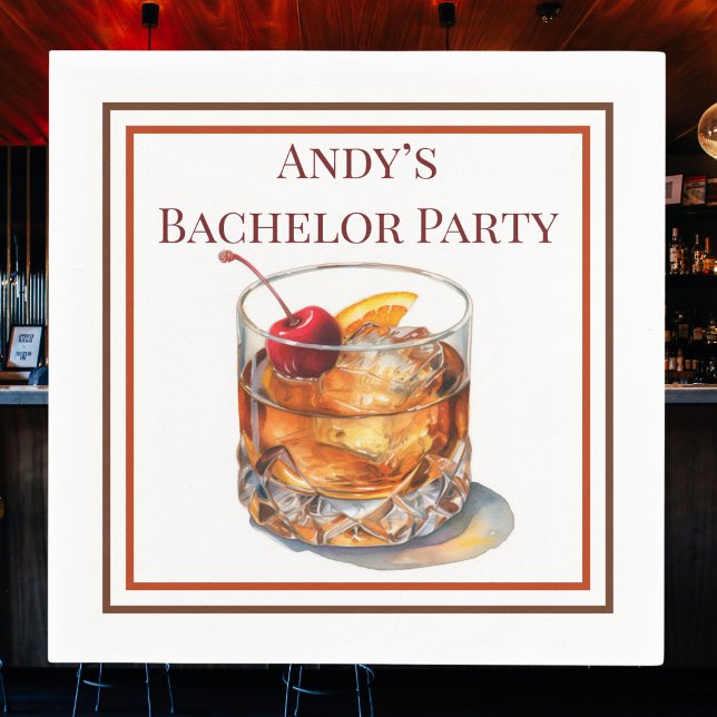 Custom Old Fashioned Bachelor Party Cocktail Napkins (Creator Uploaded)