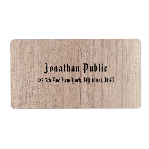 Custom Old Style Text Brown Wood Board Look Label