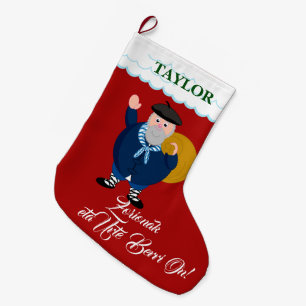 Custom, Olentzero + "Zorionak eta Urte Berri On", Large Christmas Stocking