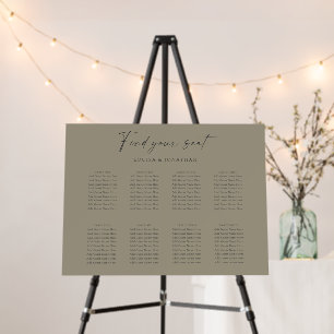 Custom Olive 8 Table Seating Chart Small Wedding Foam Board