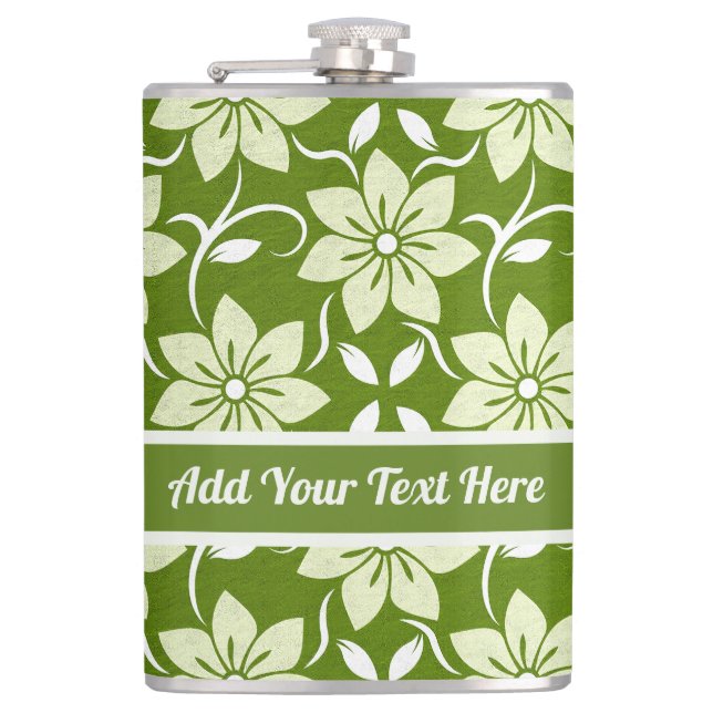 Custom Olive Blossom Repeat Flask (Front)